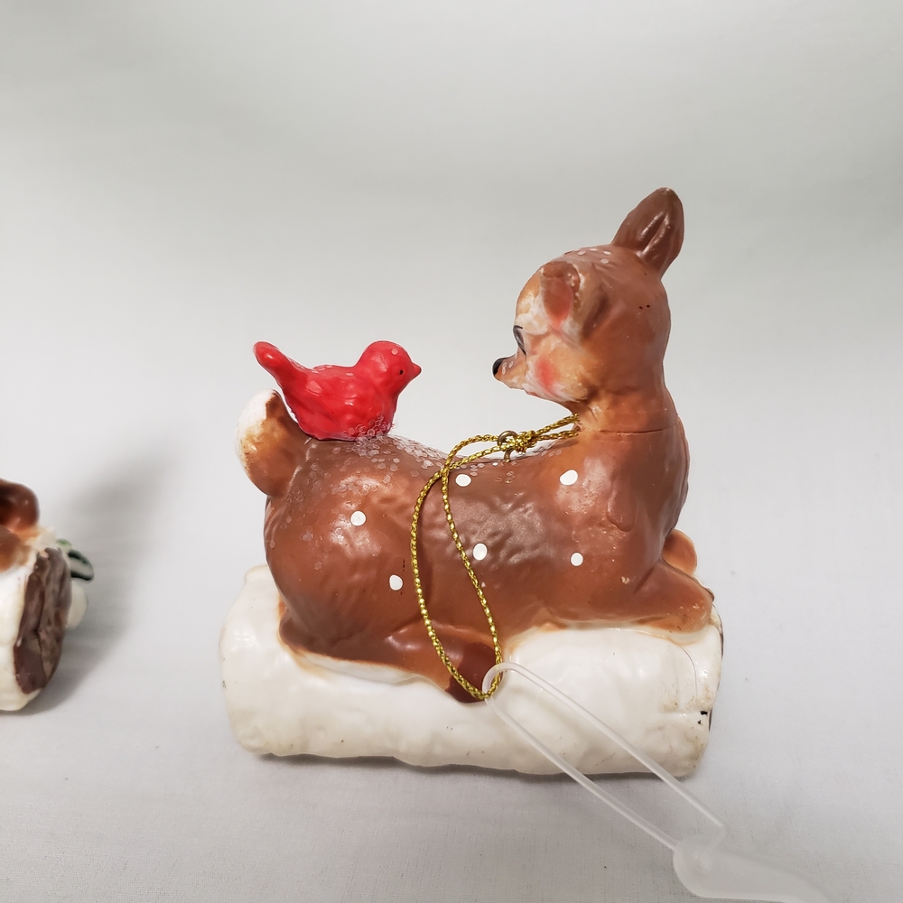 Charming Holiday Retro Deer Ornaments with Red Bird Accents - Picture 7 of 8